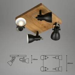 Briloner Arbo Deckenspot, Schwenkbar, Holzbasis, 4-flammig, Schwarz-Weiß -Briloner Store spotleuchte holz schwarz 4xgu10 3 exkl masszeichnung 286cb6c139f0b335f295cc60254c13e6