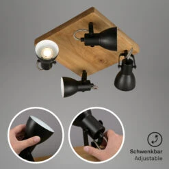 Briloner Arbo Deckenspot, Schwenkbar, Holzbasis, 4-flammig, Schwarz-Weiß -Briloner Store spotleuchte holz schwarz 4xgu10 funktion 543f6d4f17e7b9f308e8e41b2704cd53