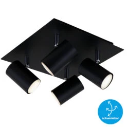 Briloner Run Deckenstrahler, Schwenkbar, 4-flammig, GU10 Fassung, Schwarz -Briloner Store spotleuchte schwarz 4xgu10 max exkl titelbild 25503c8058c3a259845ac9e0814e3fd7