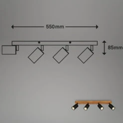 Spotleuchte 55 Cm 4xGU10 Max. 9W Schwarz -Briloner Store spotleuchte schwarz mit holz 4xgu10 masszeichnung cac26d333d5eac7ec90bd368e02f350a