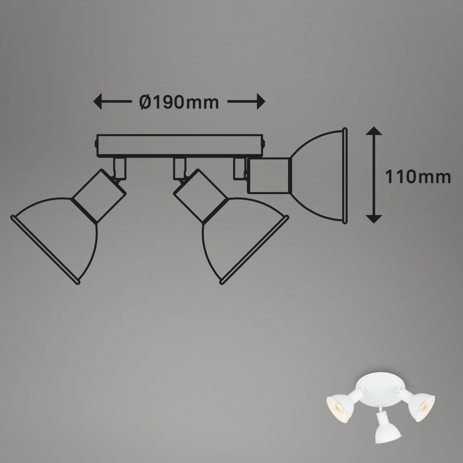 Spotleuchte Ø 19 Cm 3xexkl. E14 Max. 25W Weiß 2 Spotleuchte Ø 19 Cm 3xexkl. E14 Max. 25W Weiß – Bild 2