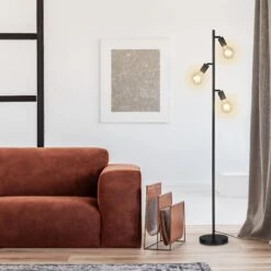 Stehleuchte Ø 22 Cm 3 Exkl E27 10W Schwarz