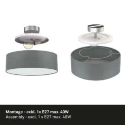 Stoff Deckenleuchte, Ø 30 Cm, Max. 40 W, Grau 11 Stoff Deckenleuchte, Ø 30 Cm, Max. 40 W, Grau -Briloner Store stoff deckenleuchte grau 1xe27 funktion 79da6ffd5d9c6df3013ac485eae9f2b3