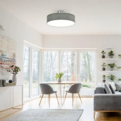 Stoff Deckenleuchte, Ø 38 Cm, Max. 40 W, Grau -Briloner Store stoff deckenleuchte grau 2xe27 milieu1 a1c9f3726f3bfc8b4739a04e571f6da3