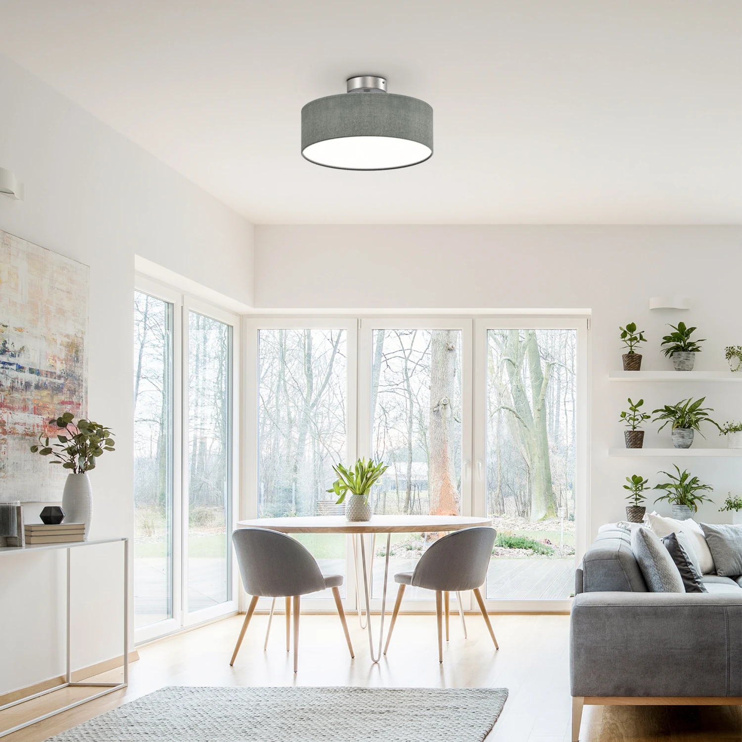 Stoff Deckenleuchte, Ø 30 Cm, Max. 40 W, Grau 7 Stoff Deckenleuchte, Ø 30 Cm, Max. 40 W, Grau – Bild 7