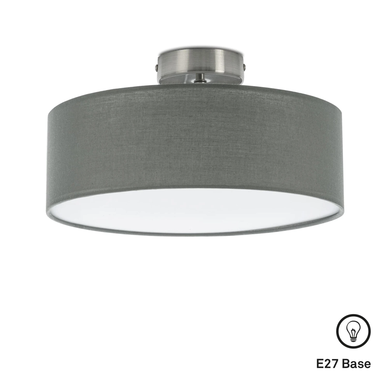 Stoff Deckenleuchte, Ø 30 Cm, Max. 40 W, Grau 4 Stoff Deckenleuchte, Ø 30 Cm, Max. 40 W, Grau – Bild 4