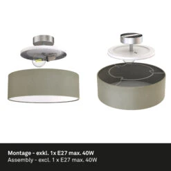 Stoff Deckenleuchte, Ø 30 Cm, Max. 40 W, Taupe -Briloner Store stoff deckenleuchte taupe e27 max exkl titelbild 3957c01ef080af2c9bebaf3388e1b422
