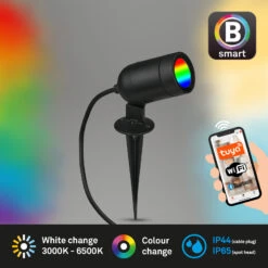 LED Gartenstrahler, 12 Cm, LED-Platine, 4,4 W, 380 Lm, Schwarz -Briloner Store tuya smarter aussen gartenstrahler schwarz led4 titelbild 7d091b2017c65c6c8e3fa97de7f04ace