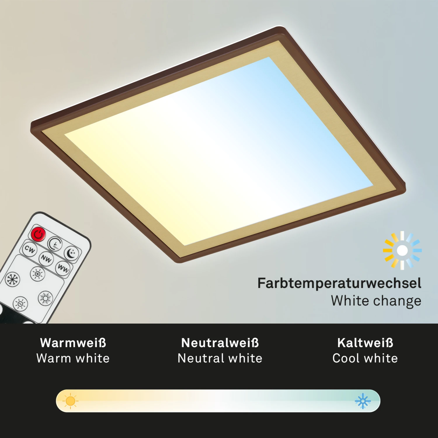 Ultraflaches CCT-LED Panel Mit LED Backlight, 10 Cm, LED, 22 W, 3000 Lm, Braun-gold 6 Ultraflaches CCT-LED Panel Mit LED Backlight, 10 Cm, LED, 22 W, 3000 Lm, Braun-gold – Bild 6