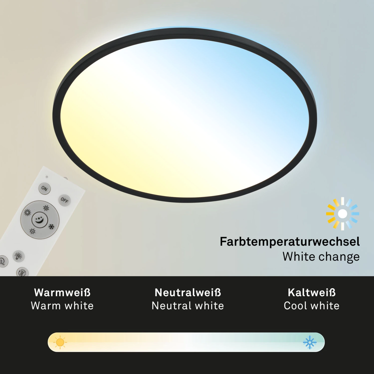 Ultraflaches CCT LED Panel, Ø48 Cm, LED, 31 W, 3500 Lm, Schwarz 8 Ultraflaches CCT LED Panel, Ø48 Cm, LED, 31 W, 3500 Lm, Schwarz – Bild 8