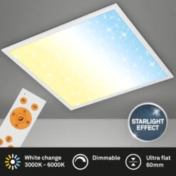 STERNENHIMMEL LED Panel, 59,6 Cm, 3800 LUMEN, 36 WATT, Weiß -Briloner Store ultraflaches cct sternenhimmel led panel weiss titelbild f7312c36604be51095c970e2c052f815