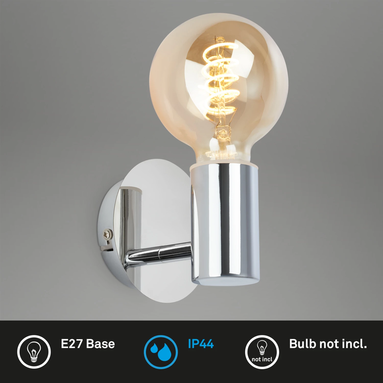 Wandleuchte 10 Cm 1x Exkl. E27 Max. 10 Watt Chrom 2 Wandleuchte 10 Cm 1x Exkl. E27 Max. 10 Watt Chrom – Bild 2