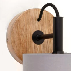 Briloner Rhon Wandleuchte, Schwenkbar, 1-flammig, Stoffbezug, Holz