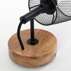 Briloner Taunus Wandleuchte, Schwenkbar, 1-flammig, Drahtschirm, Holz -Briloner Store wandleuchte schwarz mit holz stoff 1xe14 detail1 5370c4bf11b1e23cba22d68151171637